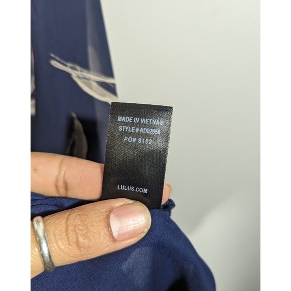 Lulus Womens Blooming Beauty Navy Blue Floral Print Mini Dress Sz XL Party - Picture 9 of 9